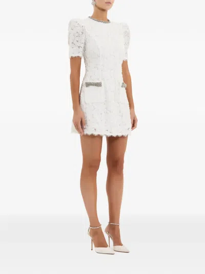 Rebecca Vallance Dillon Crystal And Sequin-embellished Lace Mini Dress In White