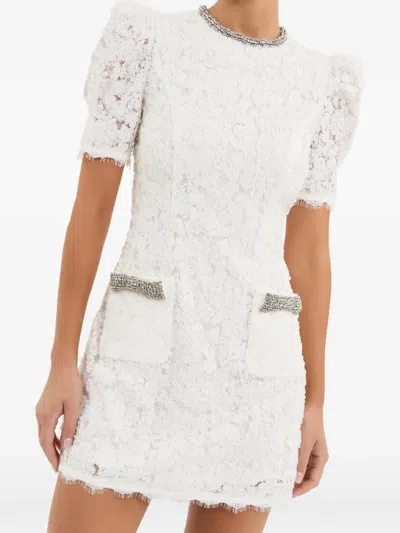 Rebecca Vallance Dillon Crystal And Sequin-embellished Lace Mini Dress In White