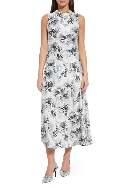 Lyssé Anaya Crystal Hammered Satin Dress In Winter Orchid In White