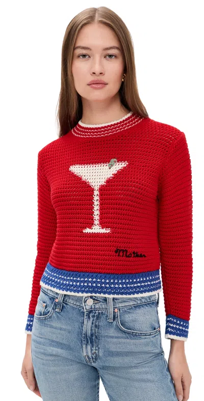 Mother Cotton The Mini Pullover Sweater In Red