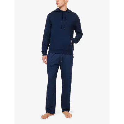 Derek Rose Mens Navy Quinn Cotton-modal Jersey Hoody In Blue