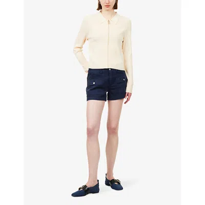 Paige Womens Vintage Navy Seascape Olivia High-rise Cargo Denim Shorts In Blue