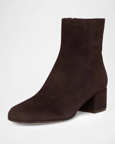Gianvito Rossi 45mm Joelle Suede Ankle Booties In Brown