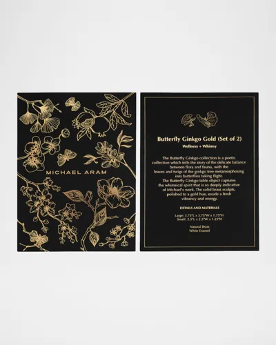 Michael Aram Butterfly Ginkgo Gold 2-piece Decorative Objects Set In White