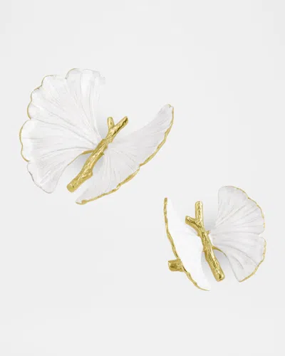 Michael Aram Butterfly Ginkgo Gold 2-piece Decorative Objects Set In White