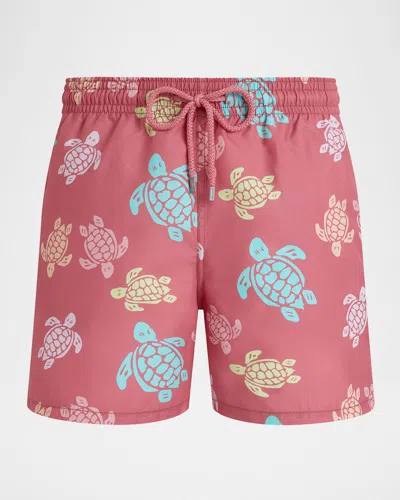 Vilebrequin Tortues Multicolores Printed 5.5 Swim Shorts In Pink