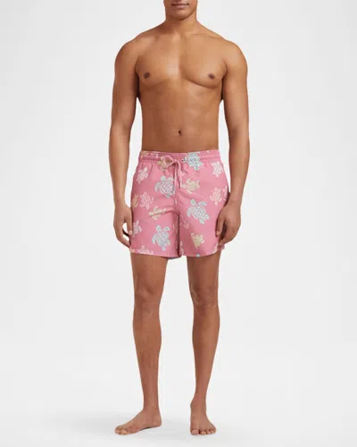 Vilebrequin Tortues Multicolores Printed 5.5 Swim Shorts In Pink