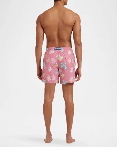 Vilebrequin Tortues Multicolores Printed 5.5 Swim Shorts In Pink