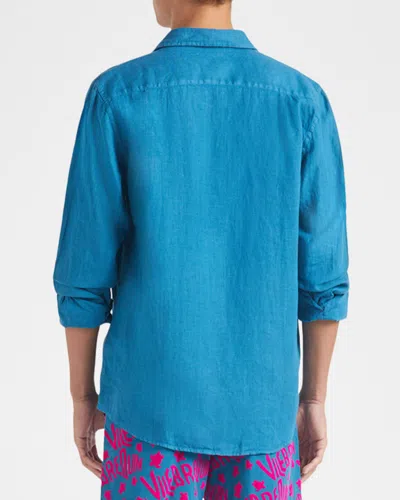 Vilebrequin Caroubis Linen Shirt In Blue