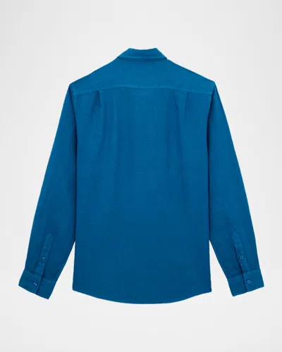 Vilebrequin Caroubis Linen Shirt In Blue