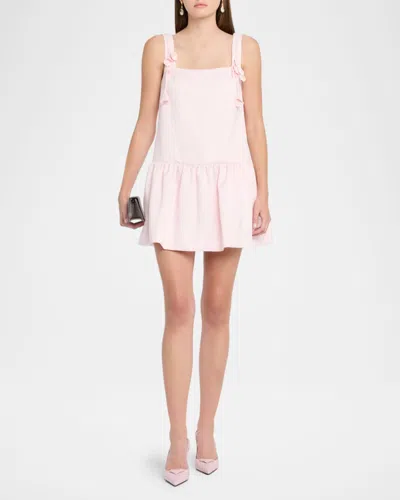 Self-portrait Womens Self Portrait Flower-embellished Woven Mini Dress In Pink
