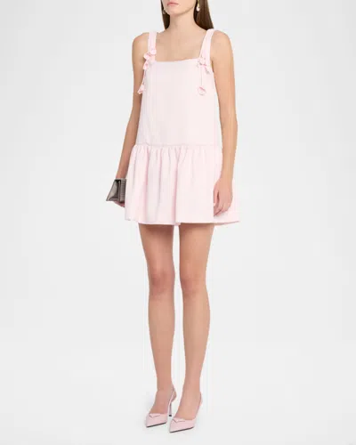 Self-portrait Womens Self Portrait Flower-embellished Woven Mini Dress In Pink
