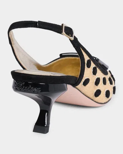 Roger Vivier 55mm Virgule Embroidered Dots Raffia And Suede Slingback Pumps In Multi