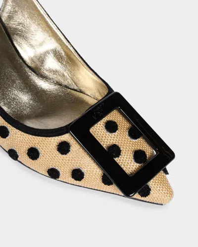 Roger Vivier 55mm Virgule Embroidered Dots Raffia And Suede Slingback Pumps In Multi