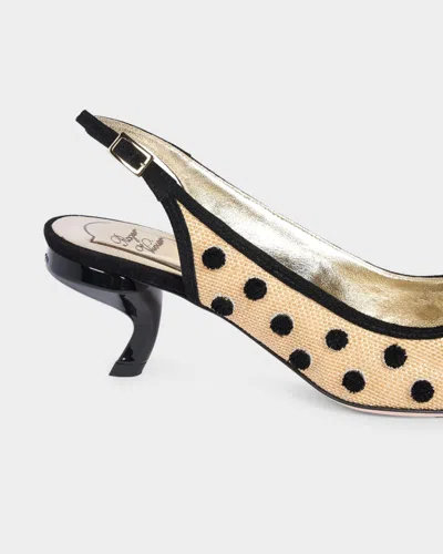 Roger Vivier 55mm Virgule Embroidered Dots Raffia And Suede Slingback Pumps In Multi