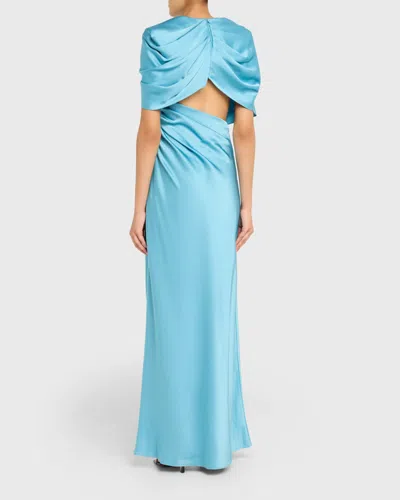 Stella Mccartney Women Light Blue Draped Satin Maxi Dress, S Luxury Dresses For Women Darveys