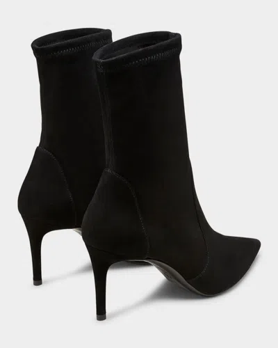 Stuart Weitzman Black Ankle Boots With Stiletto Heel And Zip Closure On The Side In Suede Woman In Black
