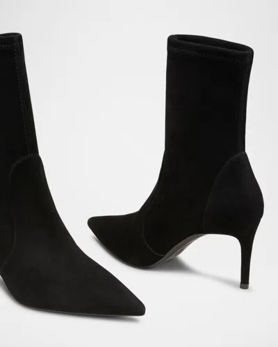 Stuart Weitzman Black Ankle Boots With Stiletto Heel And Zip Closure On The Side In Suede Woman In Black