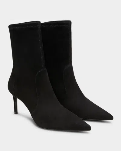 Stuart Weitzman Black Ankle Boots With Stiletto Heel And Zip Closure On The Side In Suede Woman In Black