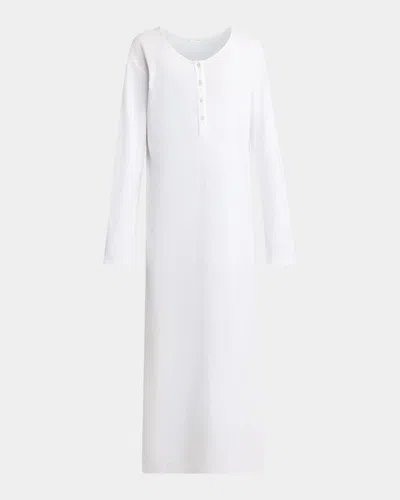 The Row Latoya Long-sleeve Crewneck Cotton Midi Dress In White