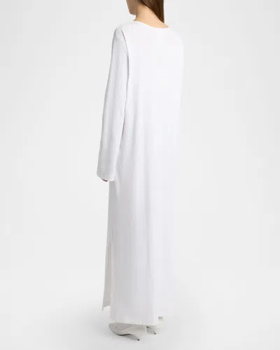 The Row Latoya Long-sleeve Crewneck Cotton Midi Dress In White