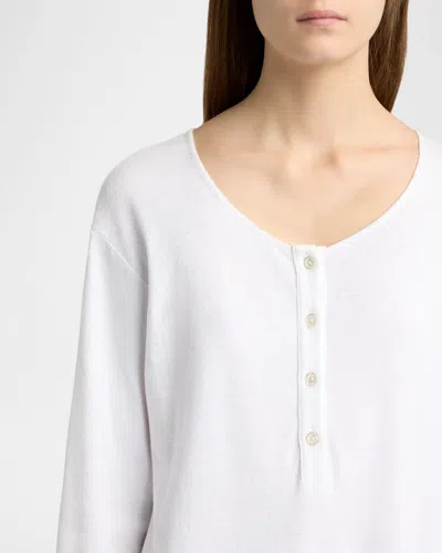 The Row Latoya Long-sleeve Crewneck Cotton Midi Dress In White
