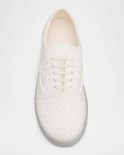Bottega Veneta White Intrecciato Nappa Leather Serena Sneakers In White