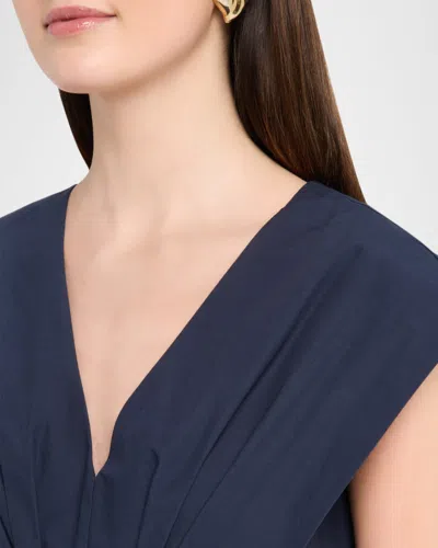 Rosie Assoulin In Full Bloom Gathered Cotton-taffeta Midi Dress In Blue