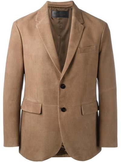 Neil Barrett Leather Blazer In Brown