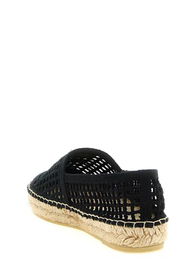 Prada Black Slip On Espadrilles In Blue