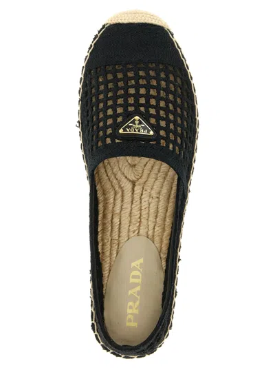 Prada Black Slip On Espadrilles In Blue