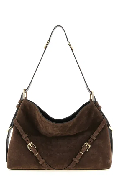 Givenchy Womens Ebony Brown Silver Voyou Medium Suede Shoulder Bag