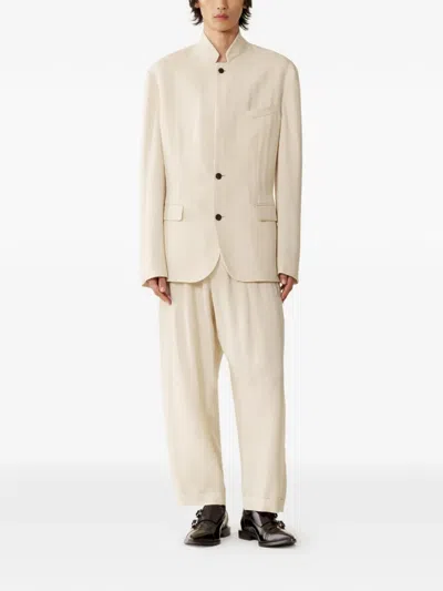 Lanvin Button-fastening Blazer In Neutral