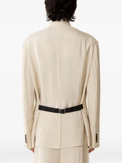 Lanvin Button-fastening Blazer In Neutral