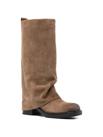 Gisel Moire Manchester Boots In Brown