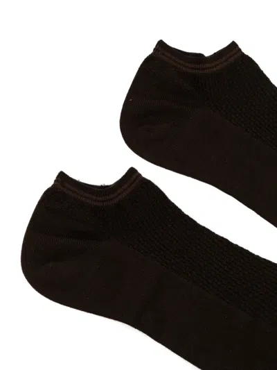 Zegna Microtexture Socks In Brown