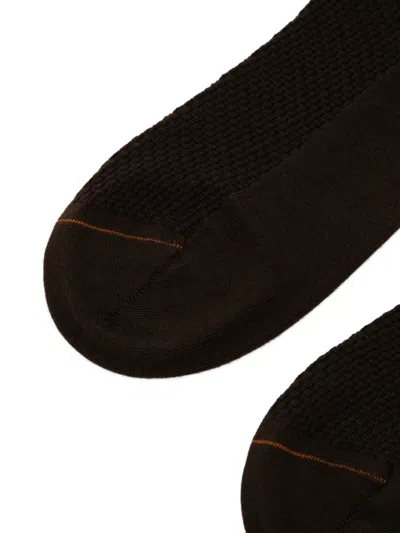 Zegna Microtexture Socks In Brown