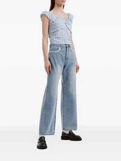B+ab Check-pattern Top In Blue