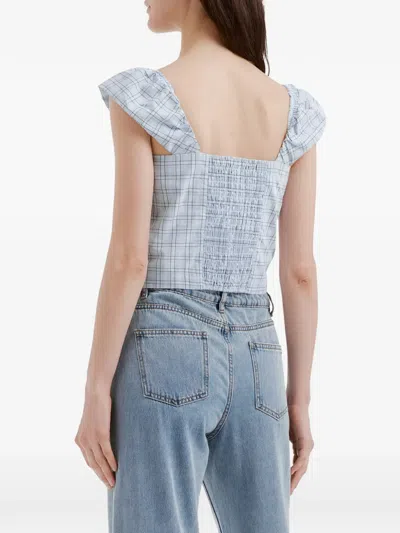 B+ab Check-pattern Top In Blue