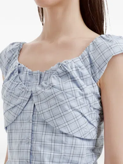 B+ab Check-pattern Top In Blue