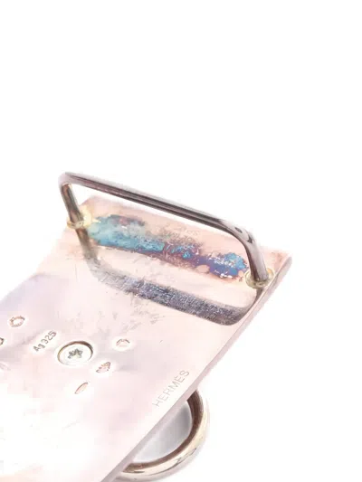 Pre-owned Hermes Corridian Pyramid-stud Belt Buckle In Silver