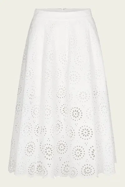 Frame Solstice Embroidered Midi Skirt In White