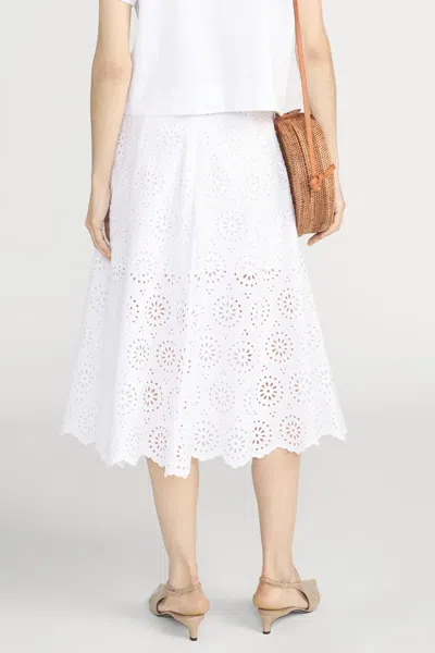 Frame Solstice Embroidered Midi Skirt In White