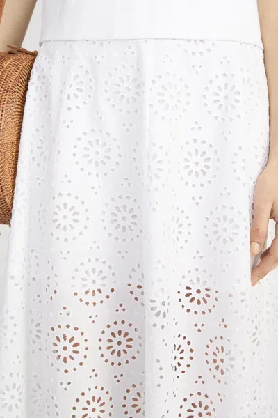 Frame Solstice Embroidered Midi Skirt In White