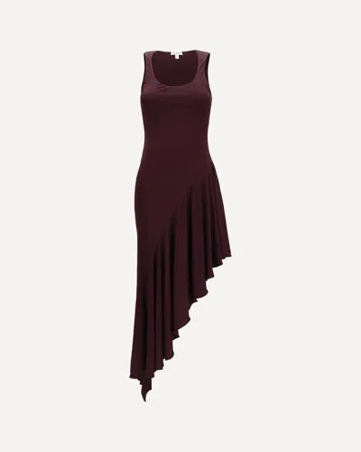 Alaïa Burgundy Fluid Jersey Asymmetric Dress In Brown