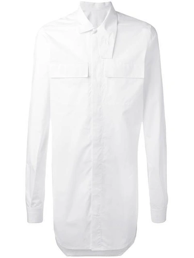 Shop Rick Owens Long Length Shirt - White