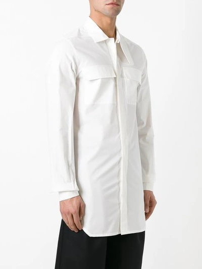 Shop Rick Owens Long Length Shirt - White