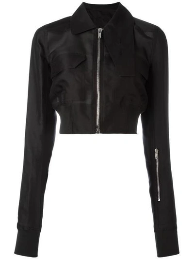 Shop Rick Owens Glitter Cropped Jacket - Black