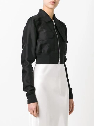 Shop Rick Owens Glitter Cropped Jacket - Black