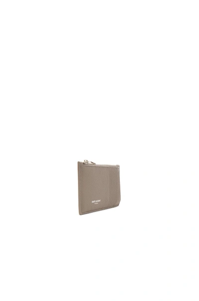 Shop Saint Laurent Zipped Fragments Credit Card Case In Gray. In Fog